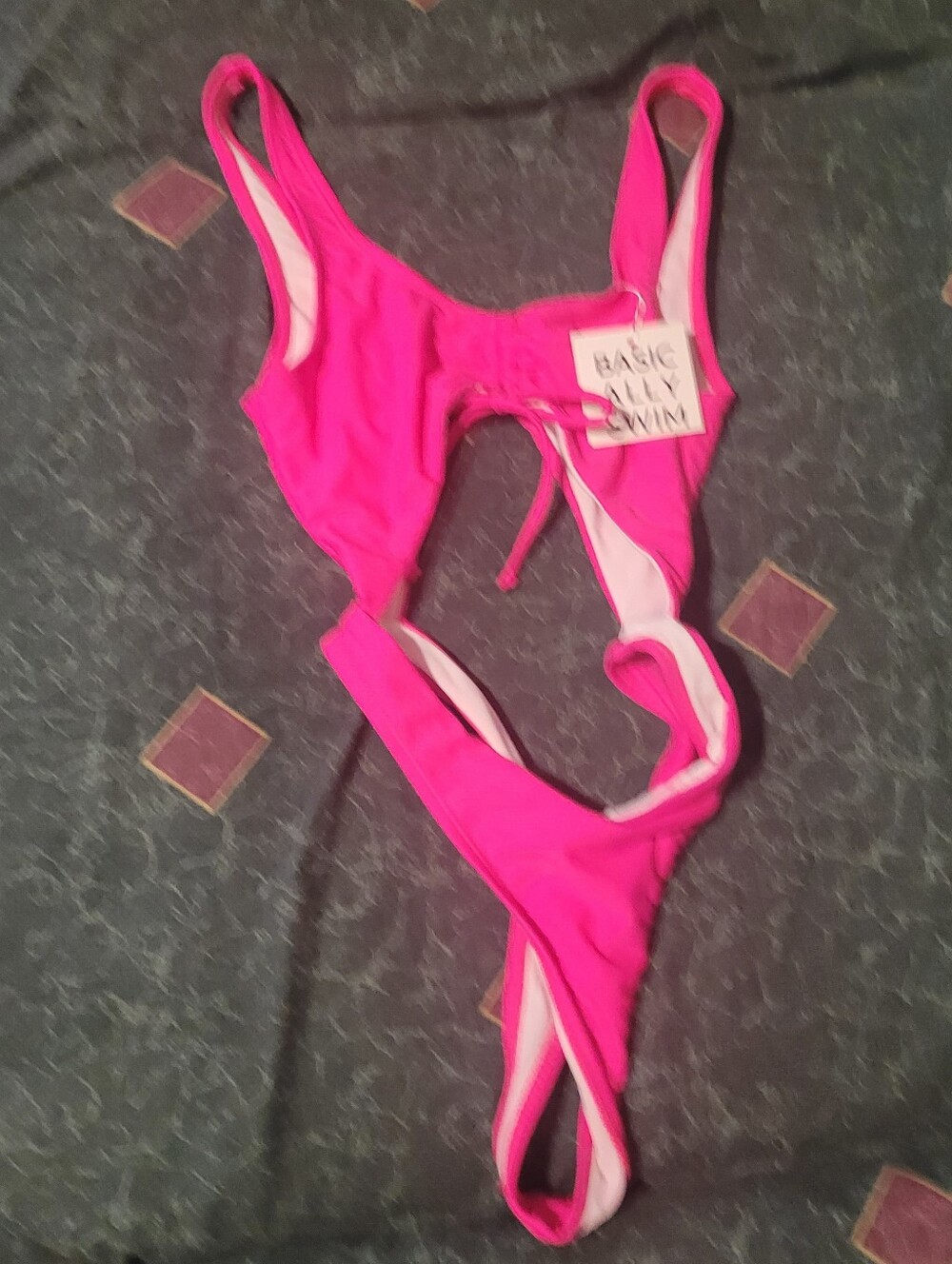 Basic ALLY SWIM SUPERCUTE CUT OUT ONE PIECE HOT PINK SWIMSUIT
